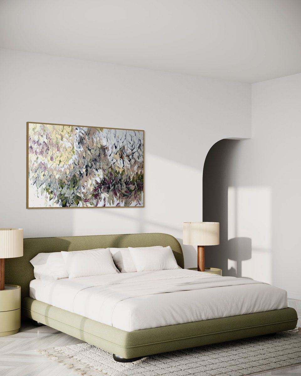 Impressionistic Botanical Acrylic Painting By Tetiana Hutsul, 61 X 37", Rising Every Time We Fall, Original Artwork