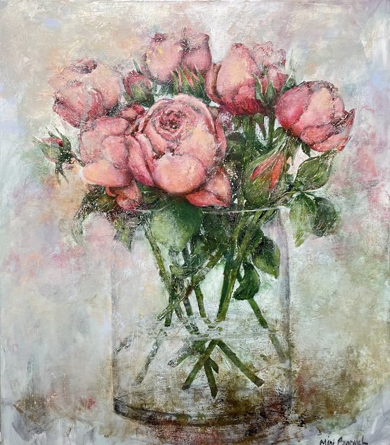 Pink roses in a vase