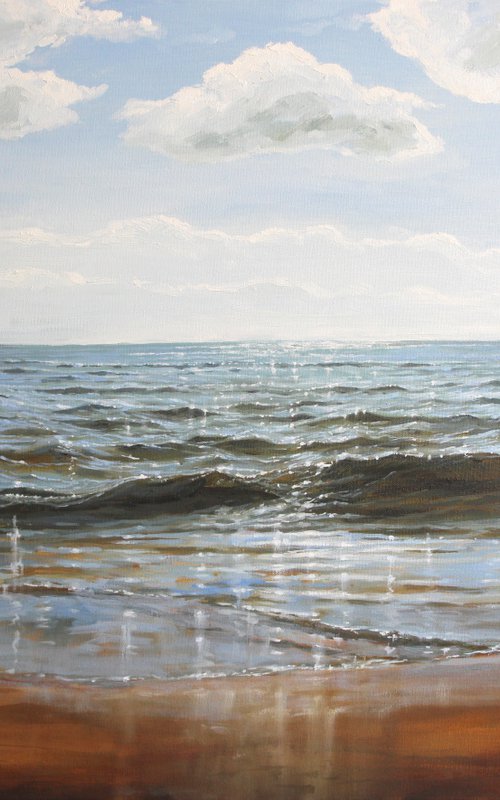 SHINING SEA. ORIGINAL OIL PAINTING, GIFT by Linar Ganeev