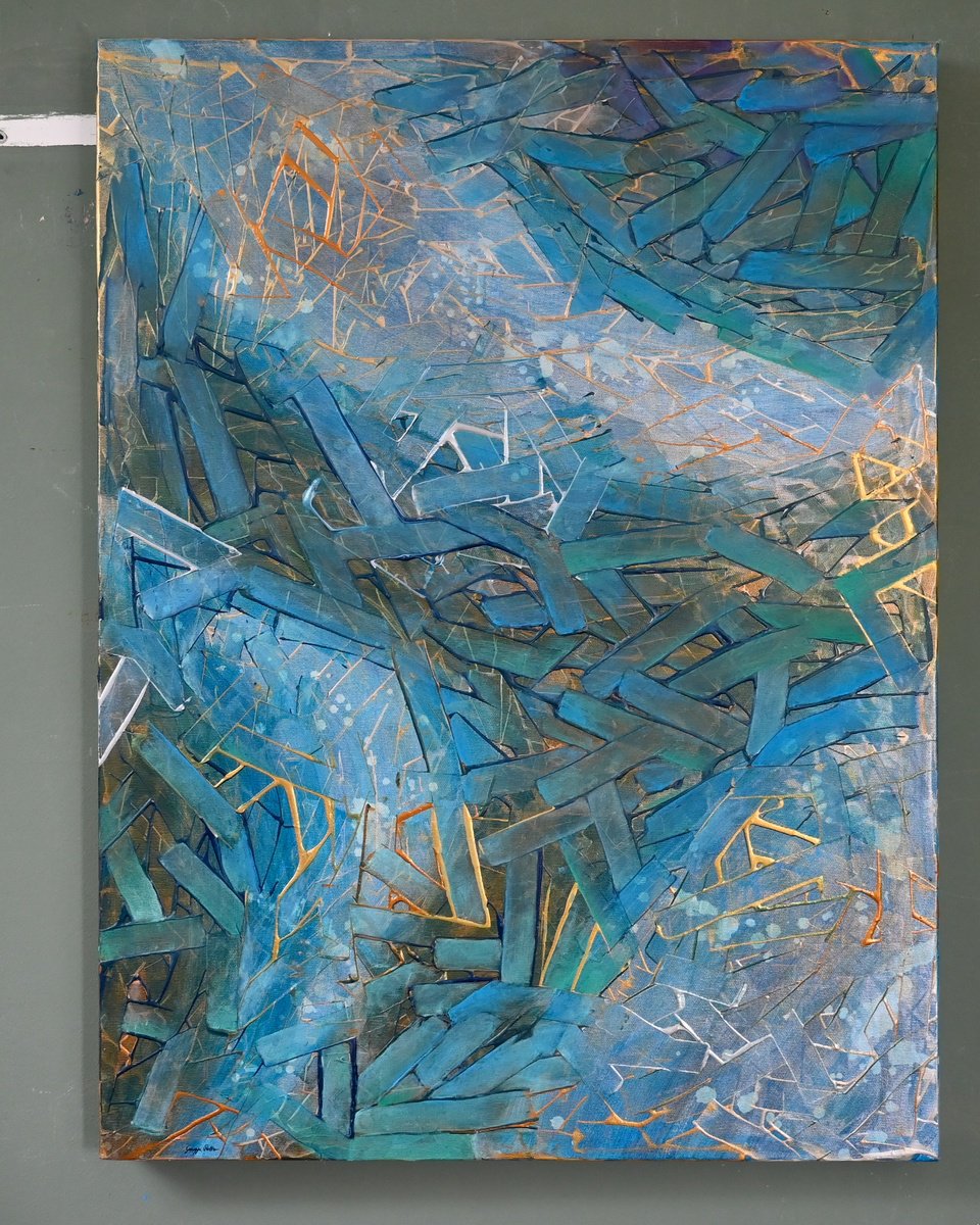 Organic Abstract Painting By Giuseppe Pastore, 24 X 31, Think Different, Original Artwork