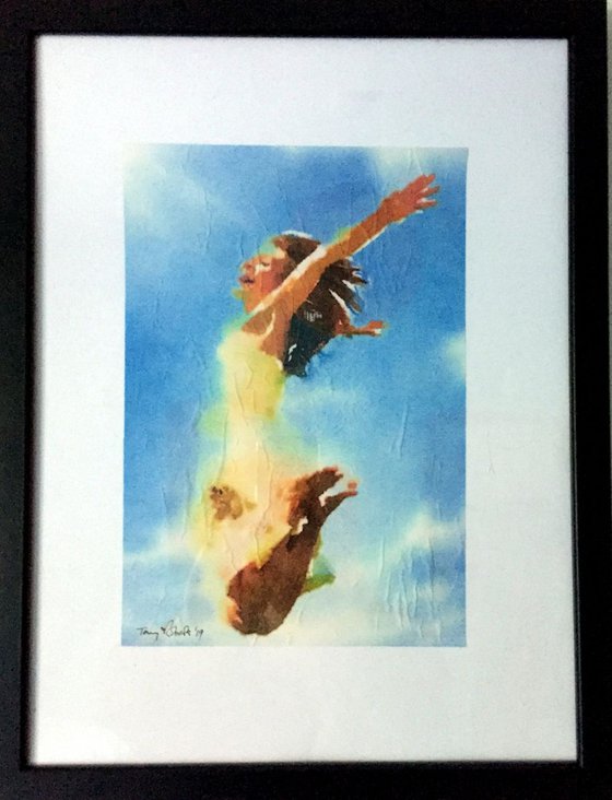 Jump! (2) - Watercolour on silk