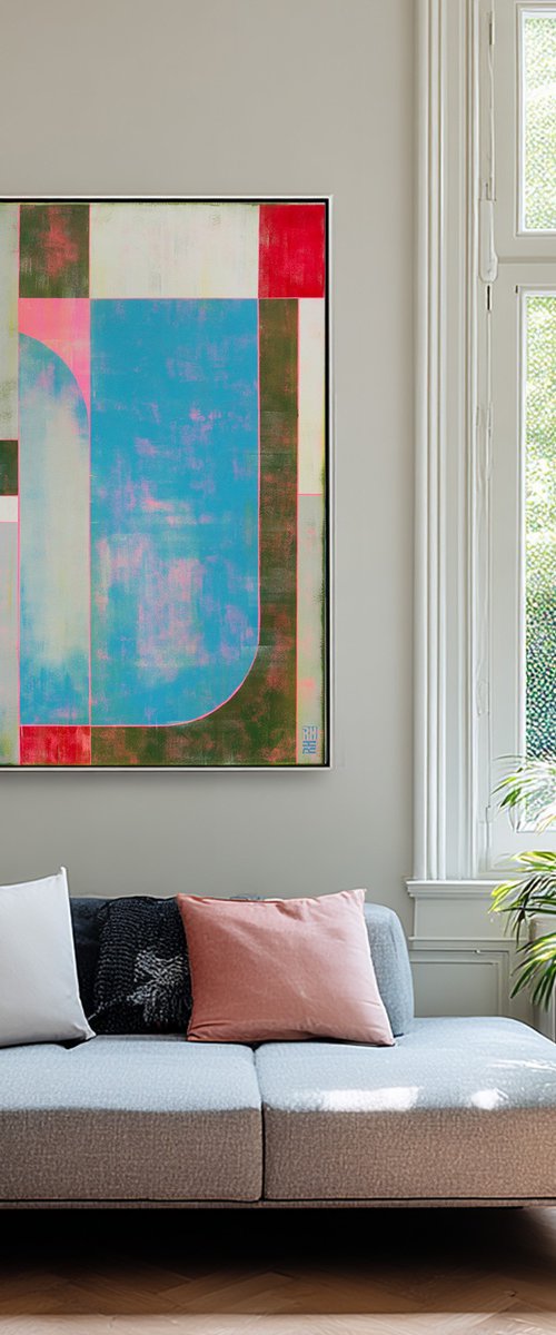 The Maze Blue & Pink by Ronald Hunter