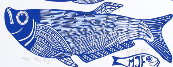 Big Boys, linocut