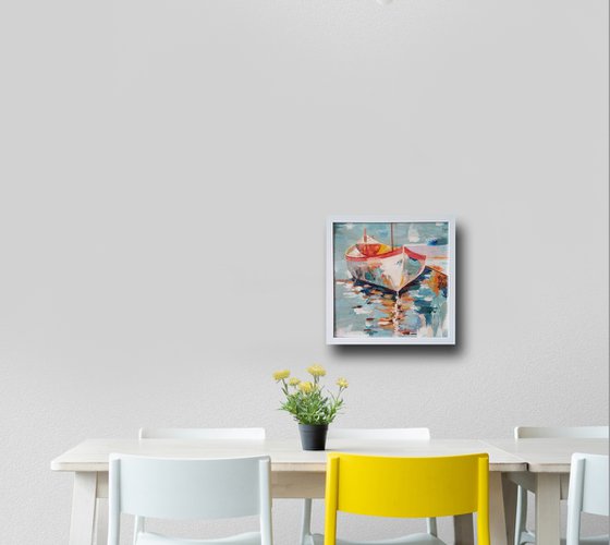 Sunlit Boat Reflections