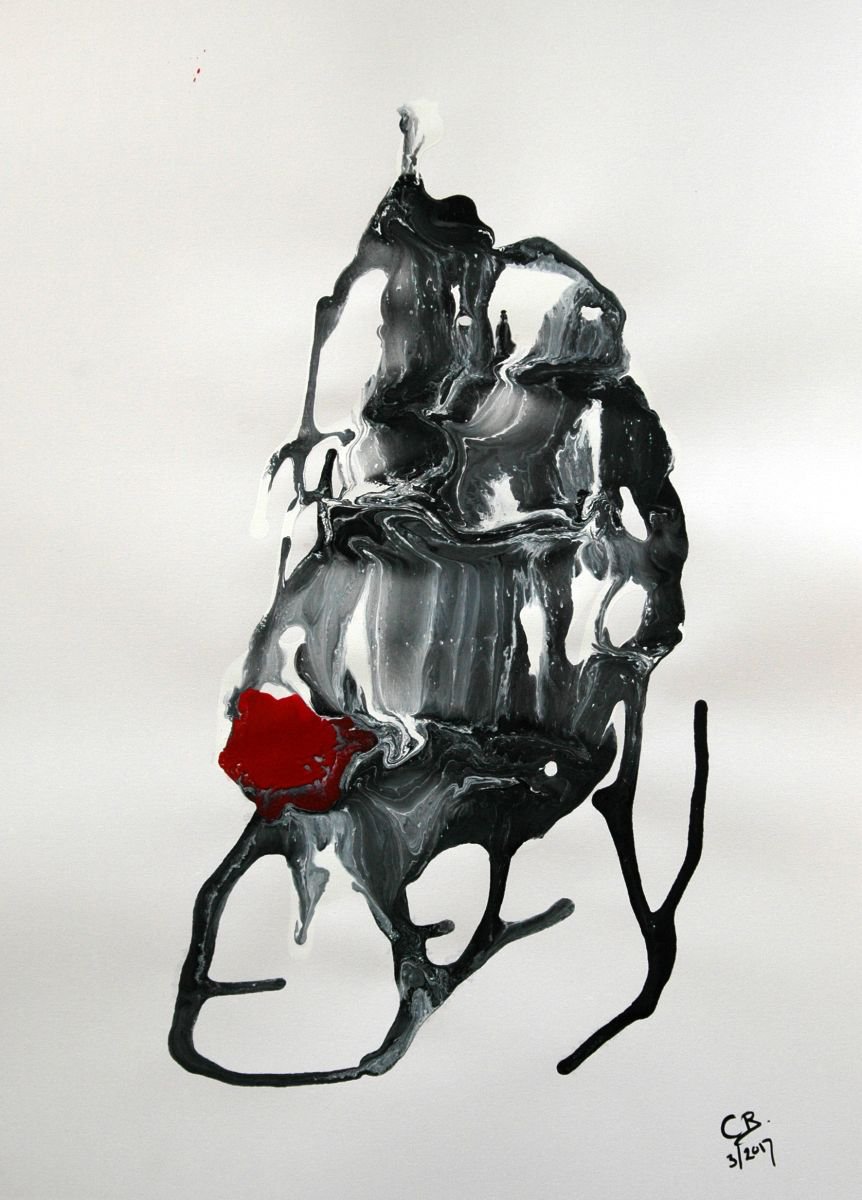 Abstract Acrylic Painting By Cb., 20 X 28, Abstract On Paper. 22, Original Artwork