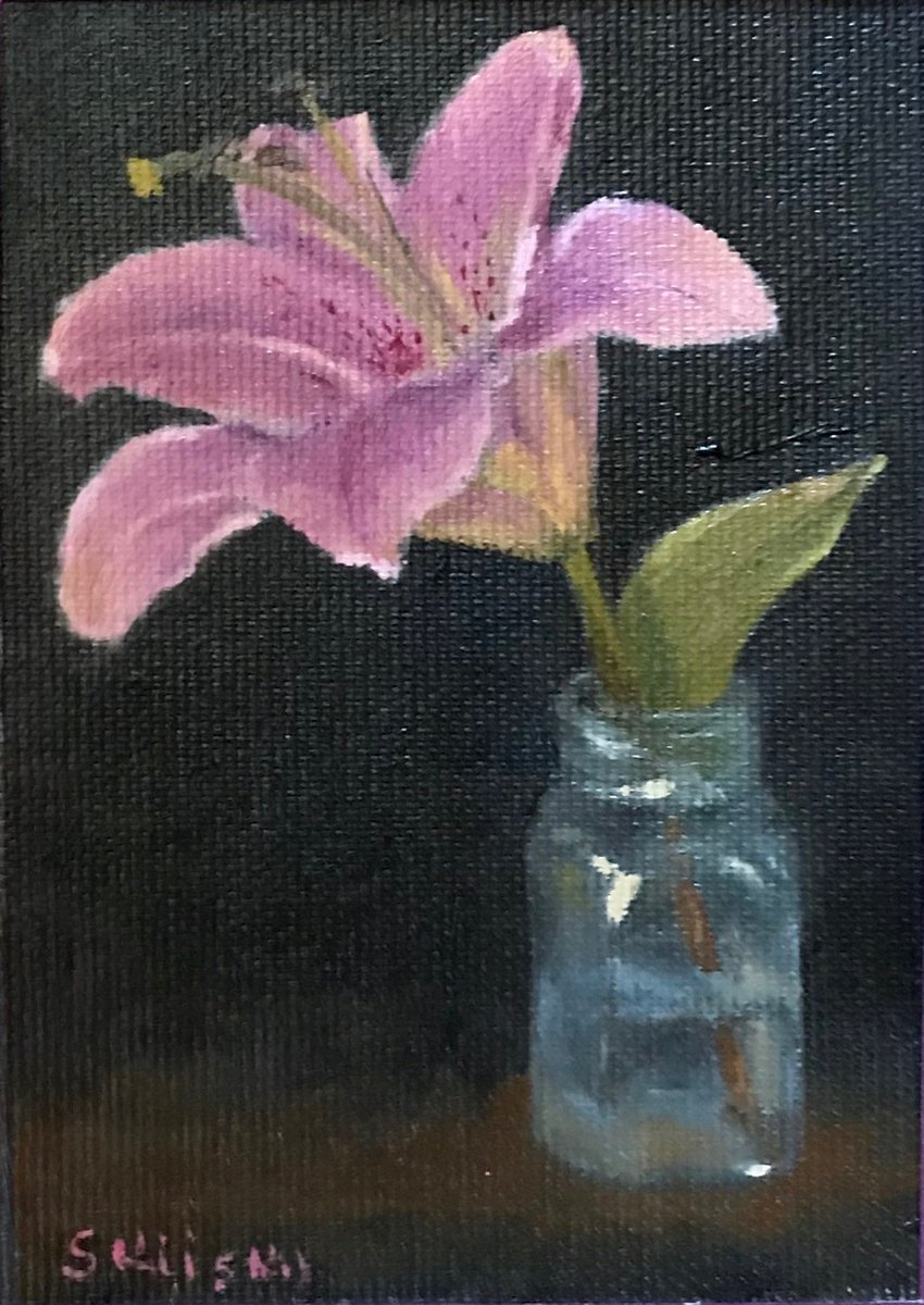 Botanical Oil Painting By Svetlana Grishkovec-Kiisky, 8 X 9", Lily, Original Artwork
