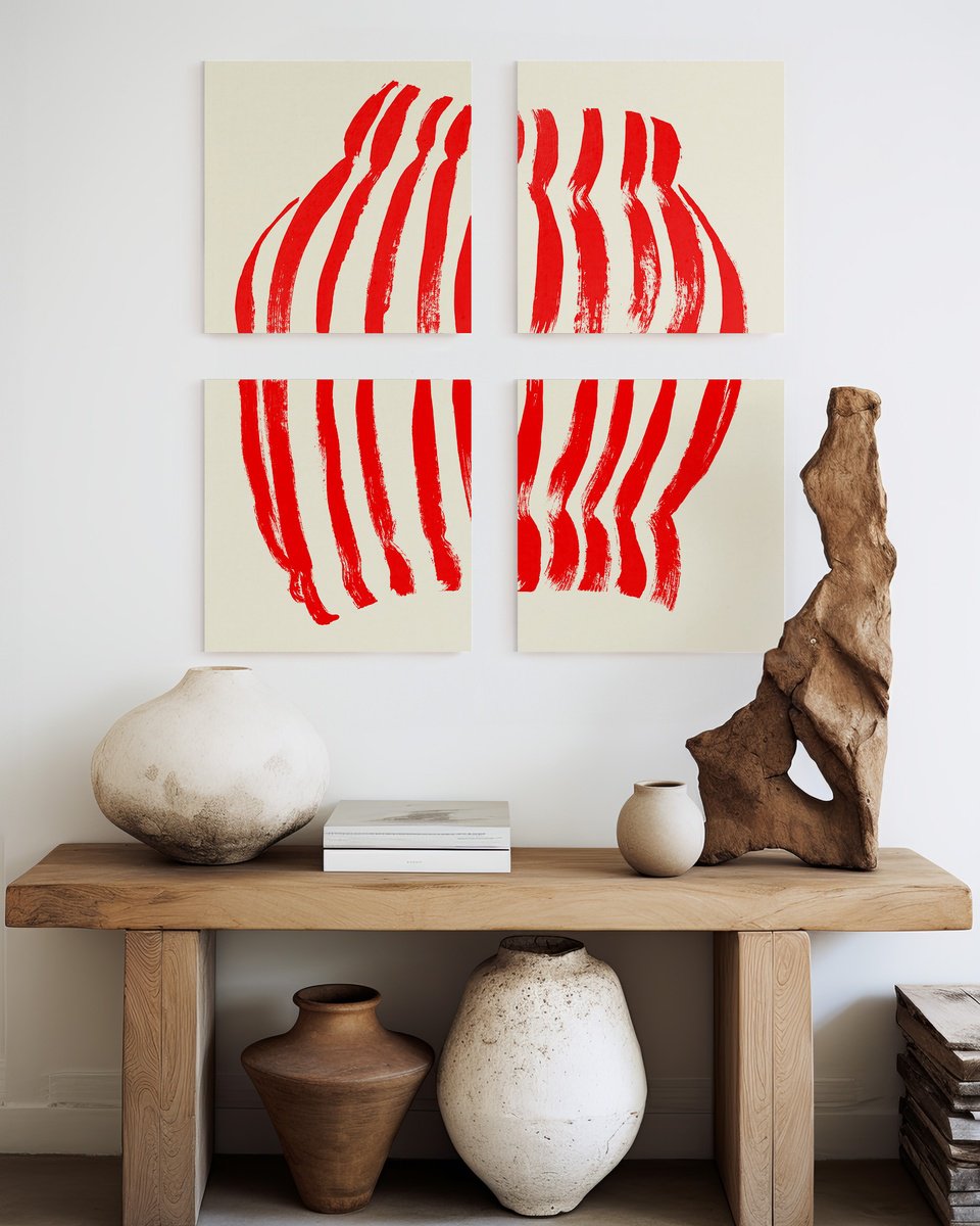 Abstract Acrylic Painting By Anna Pepe, 16 X 16, Dancing Muse, Set Of 4, Original Artwork