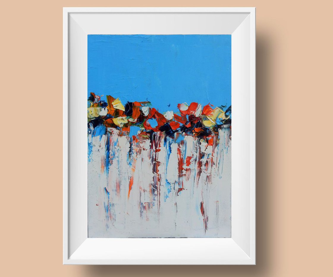 Symphony in blue (small size). Abstract oil painting. Palette knife.