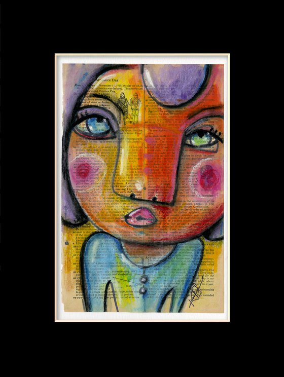 I Feel Pretty 1 - From the Funky Face Series - Mixed Media Collage Painting by Kathy Morton Stanion