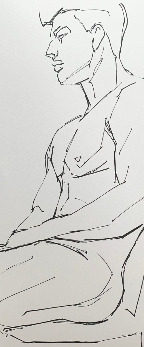 Male nude drawing naked man gay minimal sketch by Emmanouil Nanouris