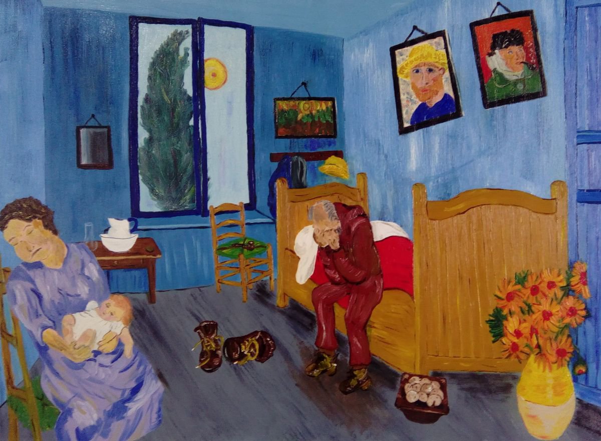 Impressionistic Portrait Oil Painting By Corinne Hamer, 31 X 24, A Tribute To Vincent, Original Artwork