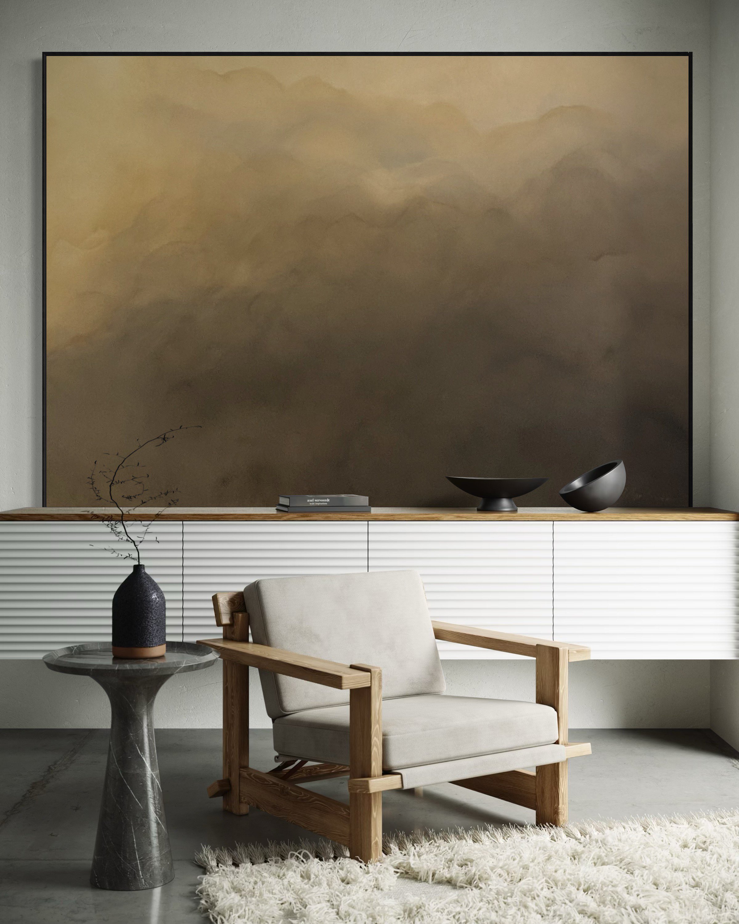 Abstract Acrylic Painting By Gabriela Azar Schreiner, 77 X 55, Shades Of Serenity, Original Artwork