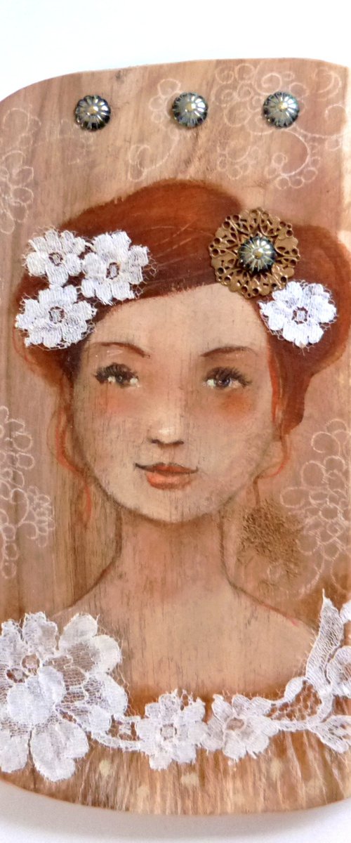 Tender Emilia on wood. by Loetitia Pillault