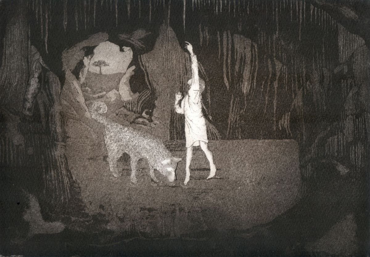 Illustrative Landscape Etchings & Engravings By Jane Daniell, 13 X 10, Stalagmite, Stalactite, Original Artwork