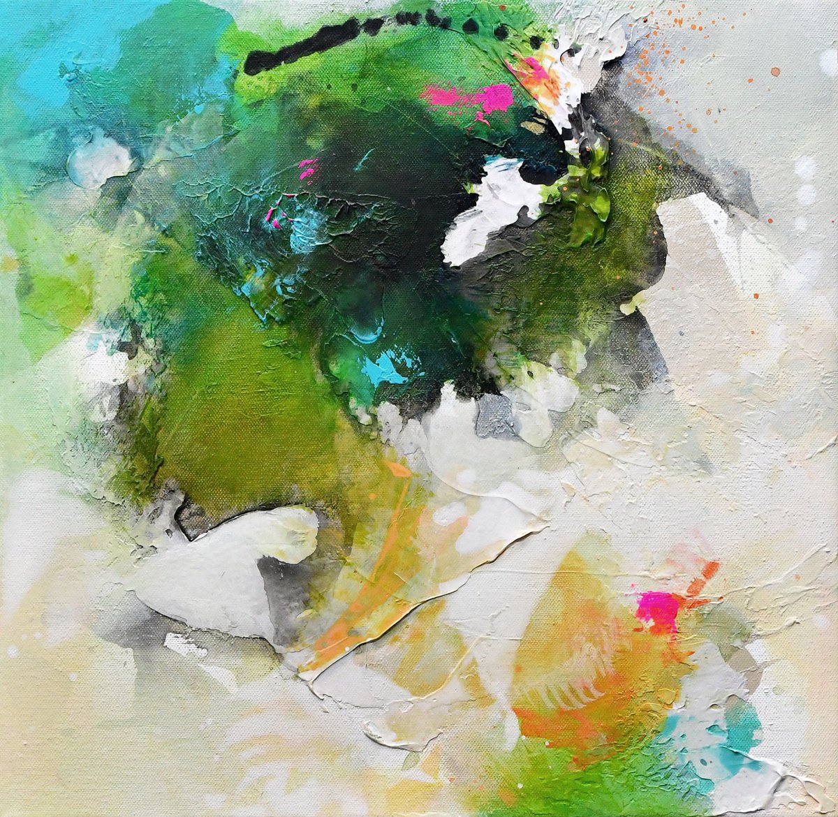 Abstract Acrylic Painting By Kirsten Handelmann, 16 X 16", Summit Fruits, Original Artwork