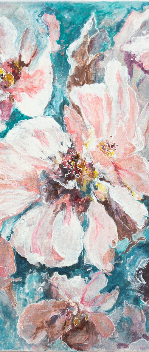 Impressionistic Flower painting in Acrylic LOVE MESSAGE by Mila Moroko