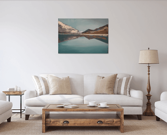 Oil painting, canvas art, stretched, "Mountains 1". Size 39,4/ 27,6 inches (100/70cm).