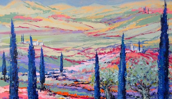 Blue cypresses