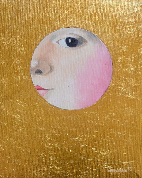The Golden Looker n.4 Gold Leaf Female Portrait Oil Painting