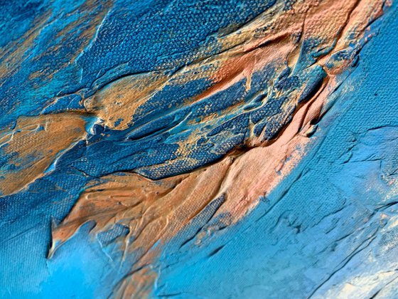 Blue Planet - XL LARGE,  TEXTURED ABSTRACT ART – EXPRESSIONS OF ENERGY AND LIGHT. READY TO HANG!