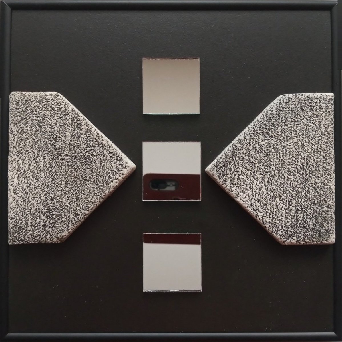 Geometric Abstract Collage By Rossitza Trendafilova, 8 X 8", "Mirrored Spaces I", Original Artwork