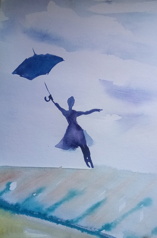 Dancing with umbrella by Oxana Raduga