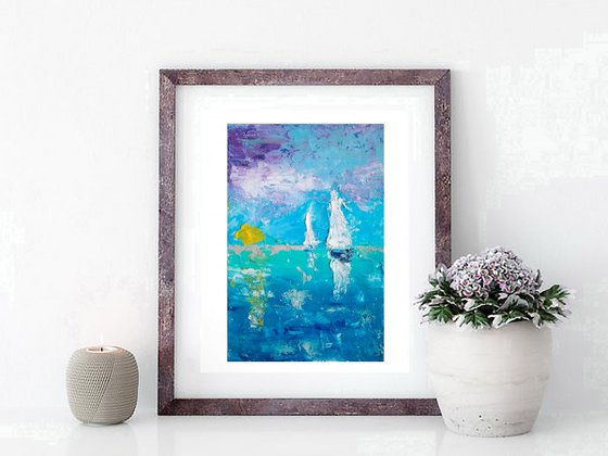 Sailboat Oil Painting Original Art Seascape Wall Art Nautical Artwork