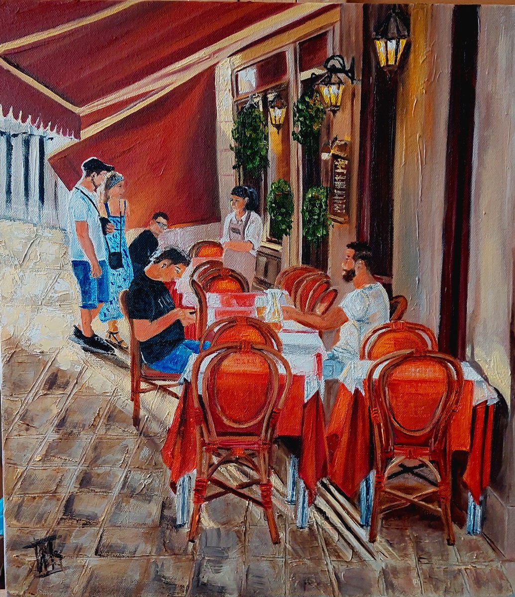 Impressionistic Cityscapes Oil Painting By Ira Whittaker, 16 X 18, Sunny Venice, Original Artwork