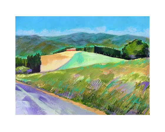 Mountainscape With Red Farm