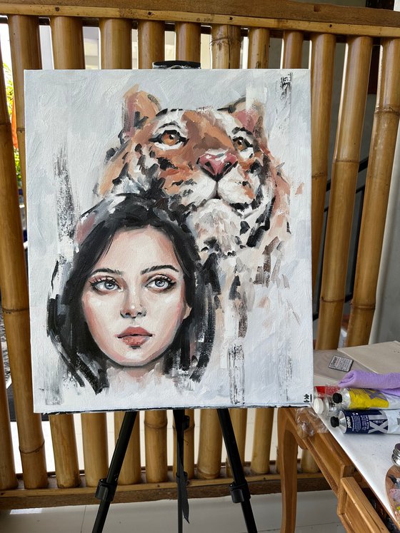 Girl with tiger