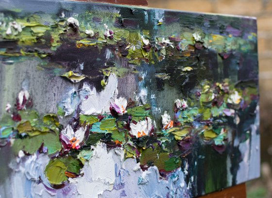 Water Lilies in pond -  Original Oil painting