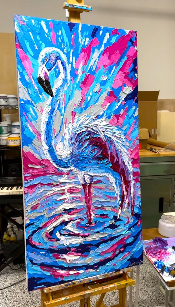 Bright Blue Flamingo