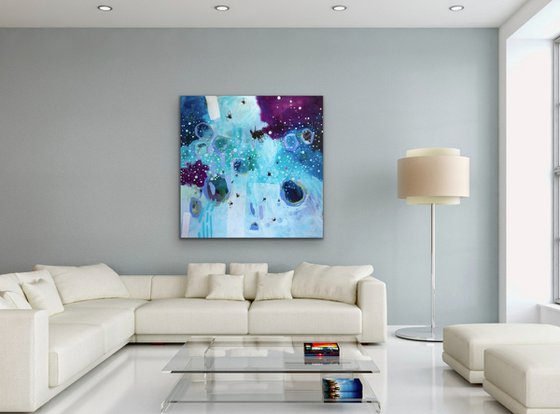 C'est écrit dans le ciel - Original abstract painting on canvas - Ready to hang