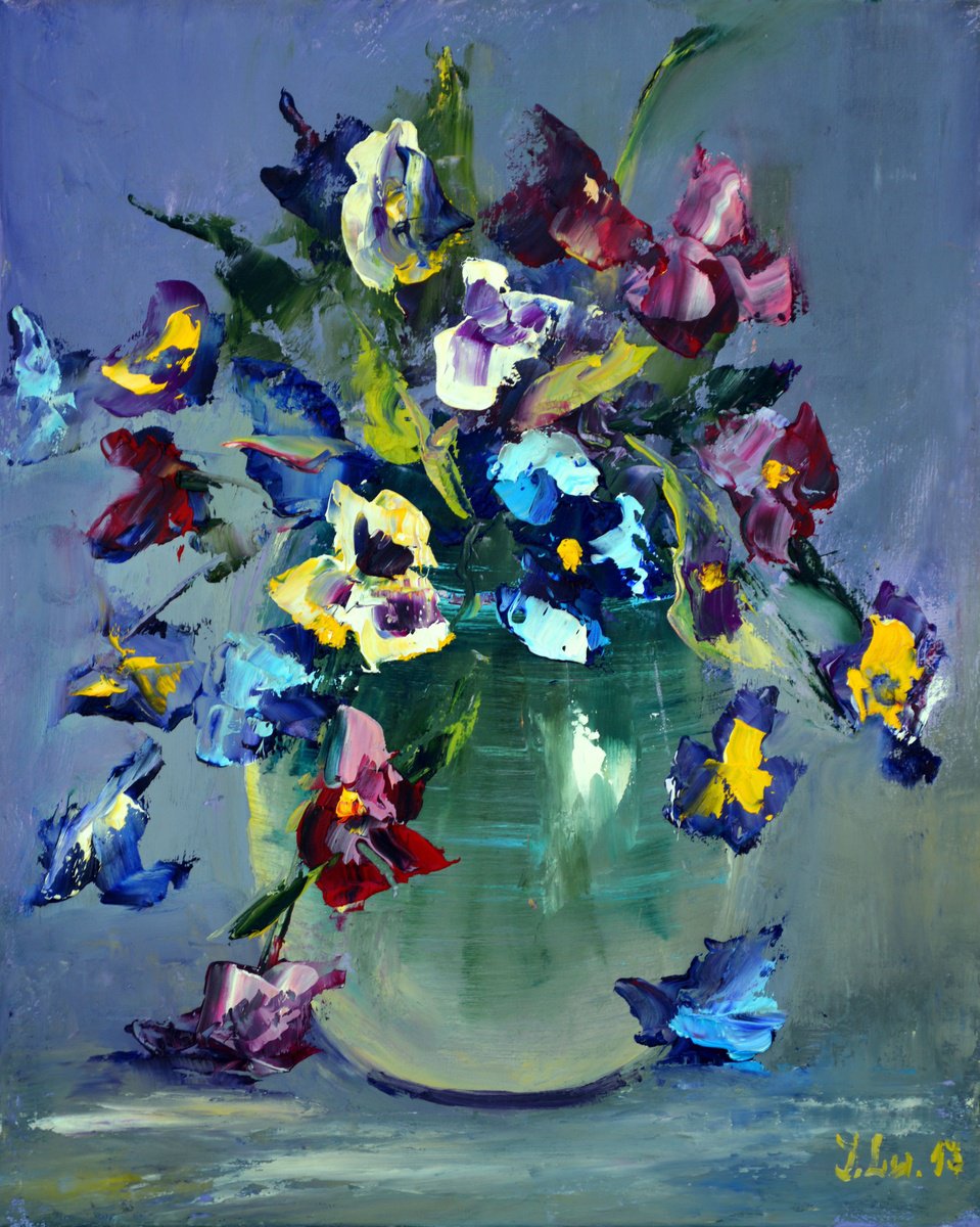 Pansies etude by Elena Lukina