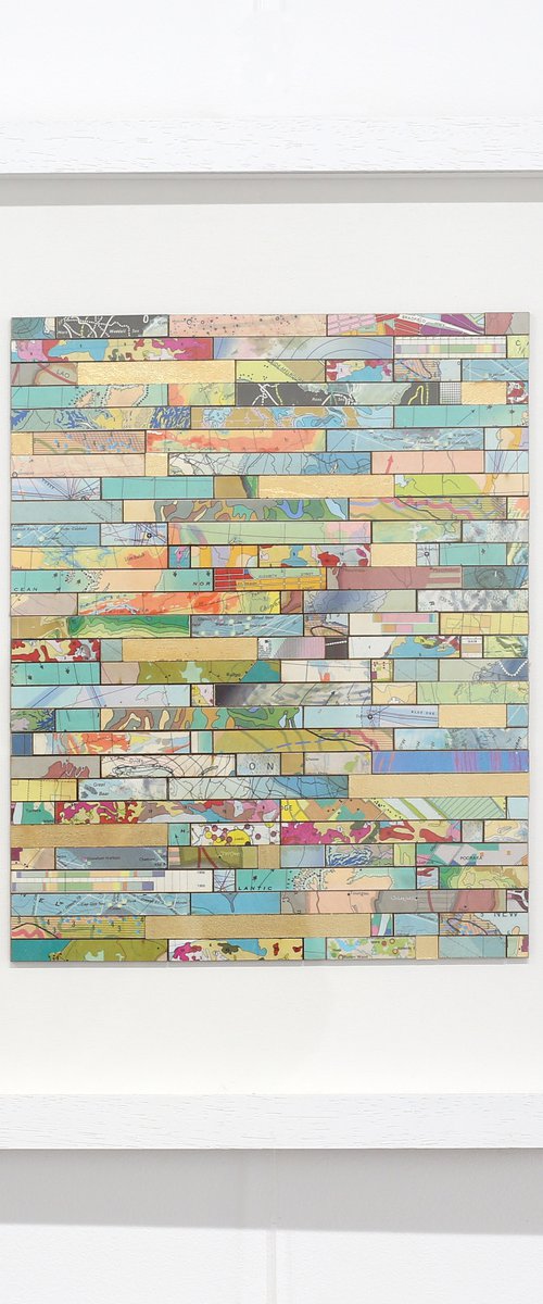 World Map Mosaic with Gold Leaf by Amelia Coward