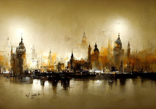 Digital Painting " Abstract London" v9 by Yulia Schuster
