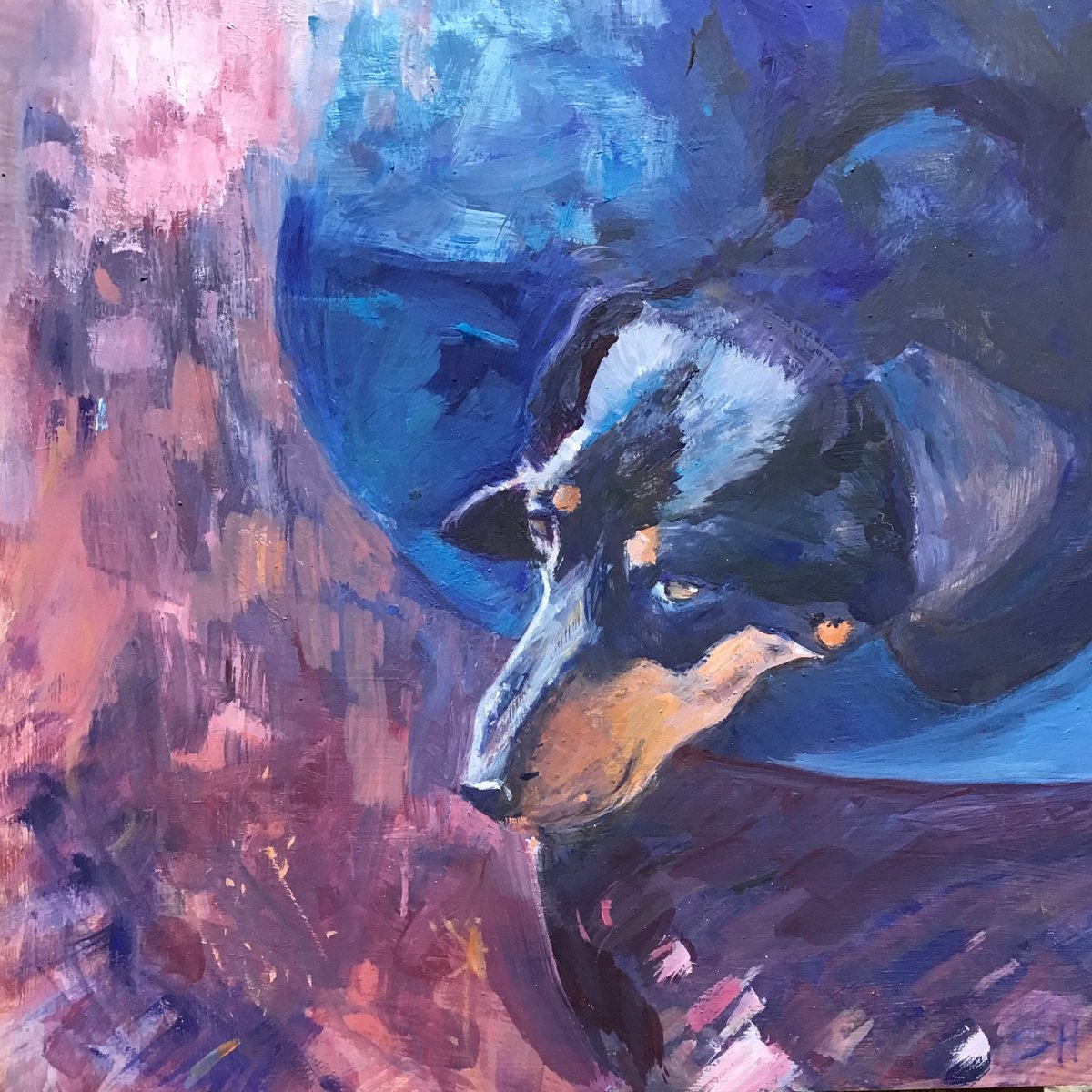 Dog Waiting By Sandra Haney, 12 X 12, Artwork For Sale On Artfinder