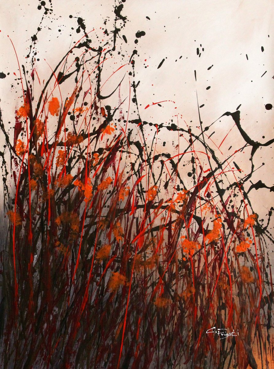 Torn #2 - Original abstract floral landscape by Cecilia Frigati
