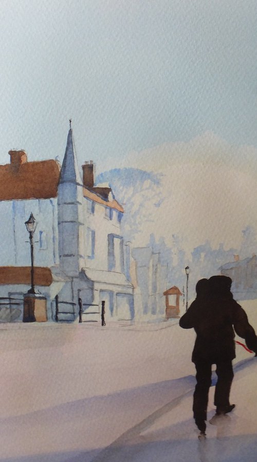 Canal bridge in winter sunshine by David Harmer