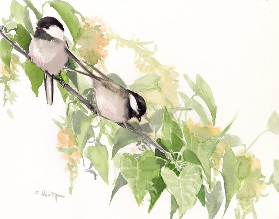 Chickadees in the Forest