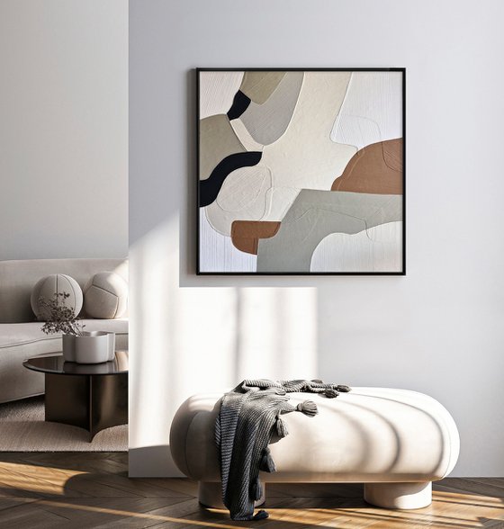 "Aura 2" Pastel gray brown abstract art