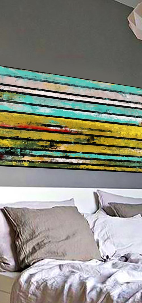 Stripe 9 48x24" Abstract Painting on Canvas by Bo Kravchenko