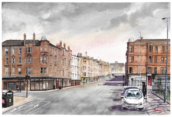 Glasgow Saltmarket Watercolour Painting Scotland