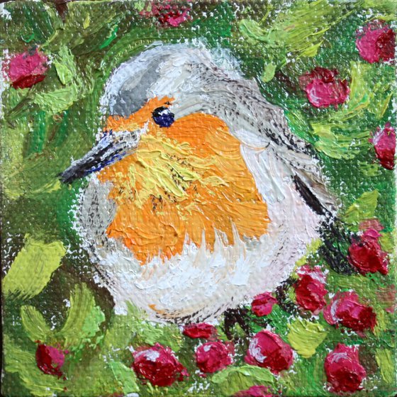 BIRD / framed  / FROM MY A SERIES OF MINI WORKS BIRDS / ORIGINAL PAINTING