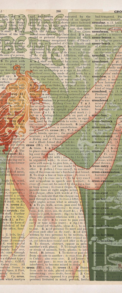 Absinthe Robette - Collage Art Print on Large Real English Dictionary Vintage Book Page by Jakub DK - JAKUB D KRZEWNIAK