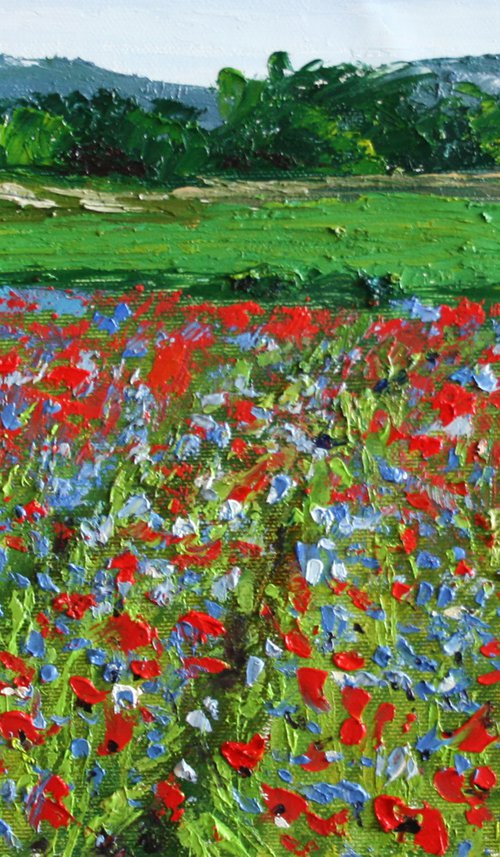 Poppies field III /  ORIGINAL PAINTING by Salana Art / Svetlana Samovarova