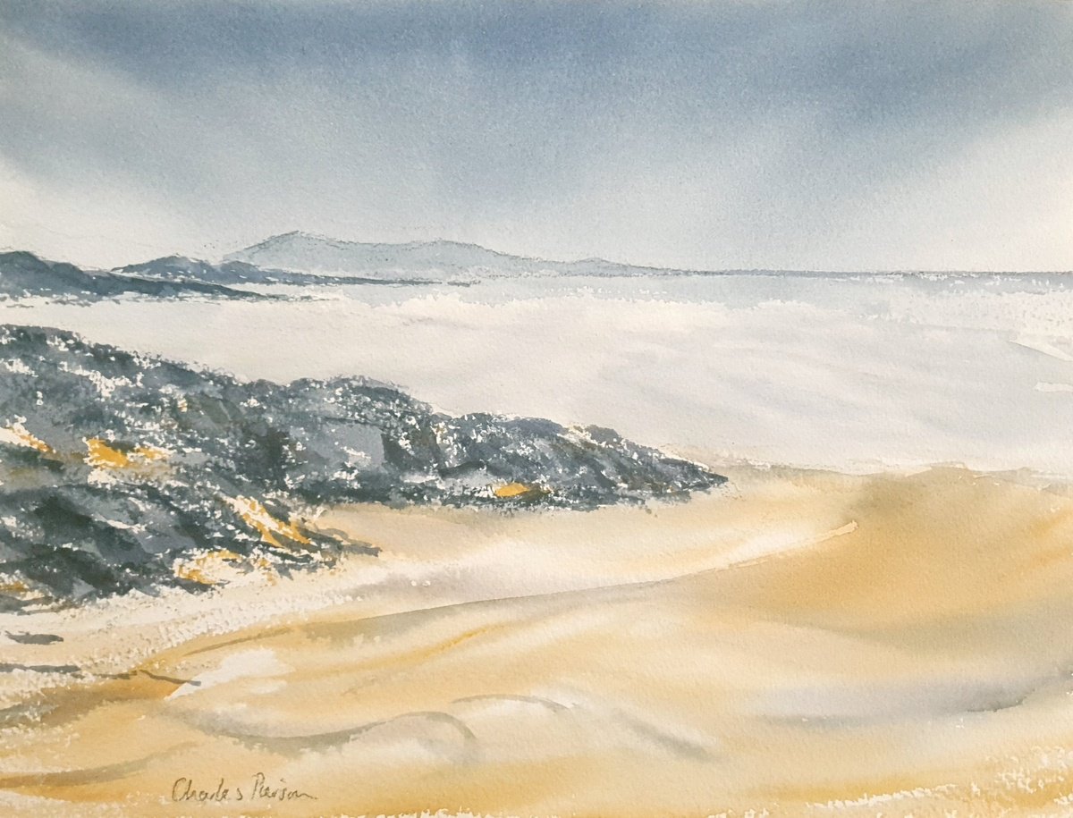 Impressionistic Watercolour , Luskentyre Sands By Charles Pierson, 15 X 11, Artwork For Sale On Artfinder