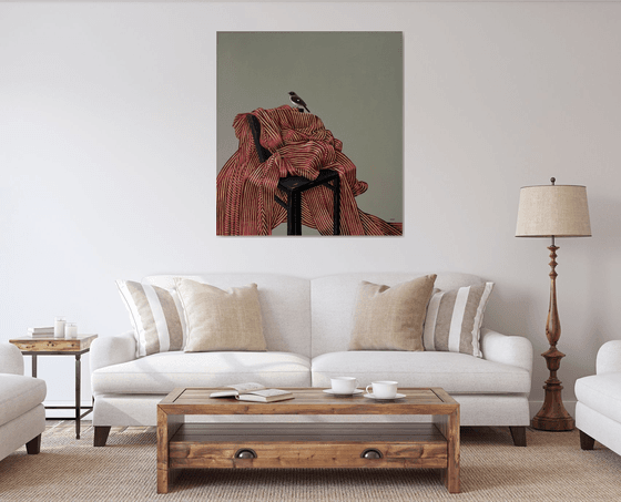 Silk, chair and bird