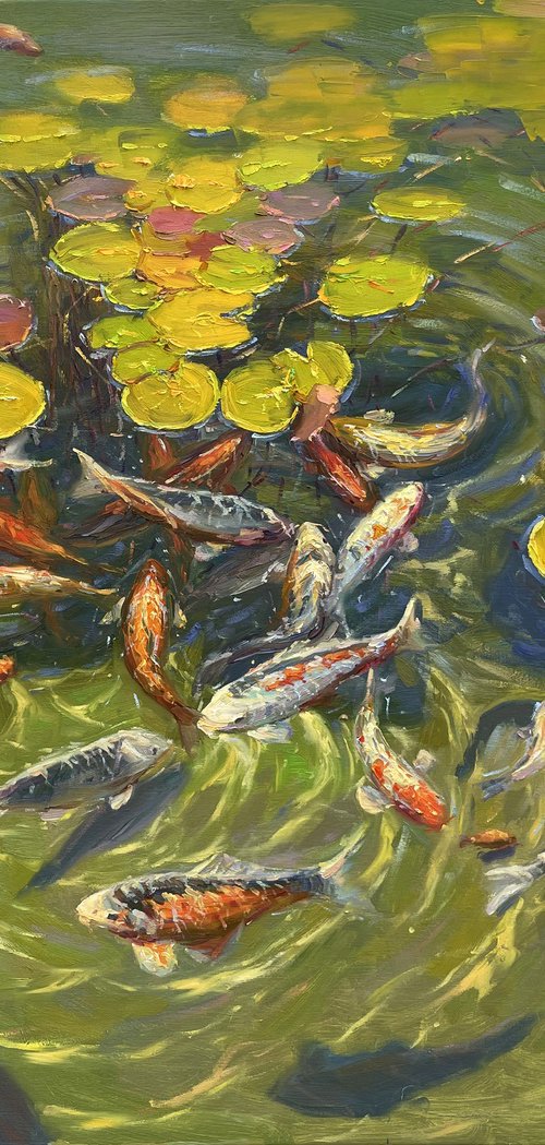 Koi in the pond by Evgeny Chernyakovsky