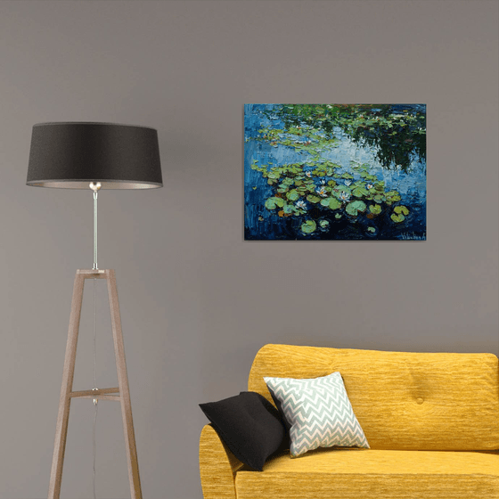 Water Lilies - Impasto Original Oil painting